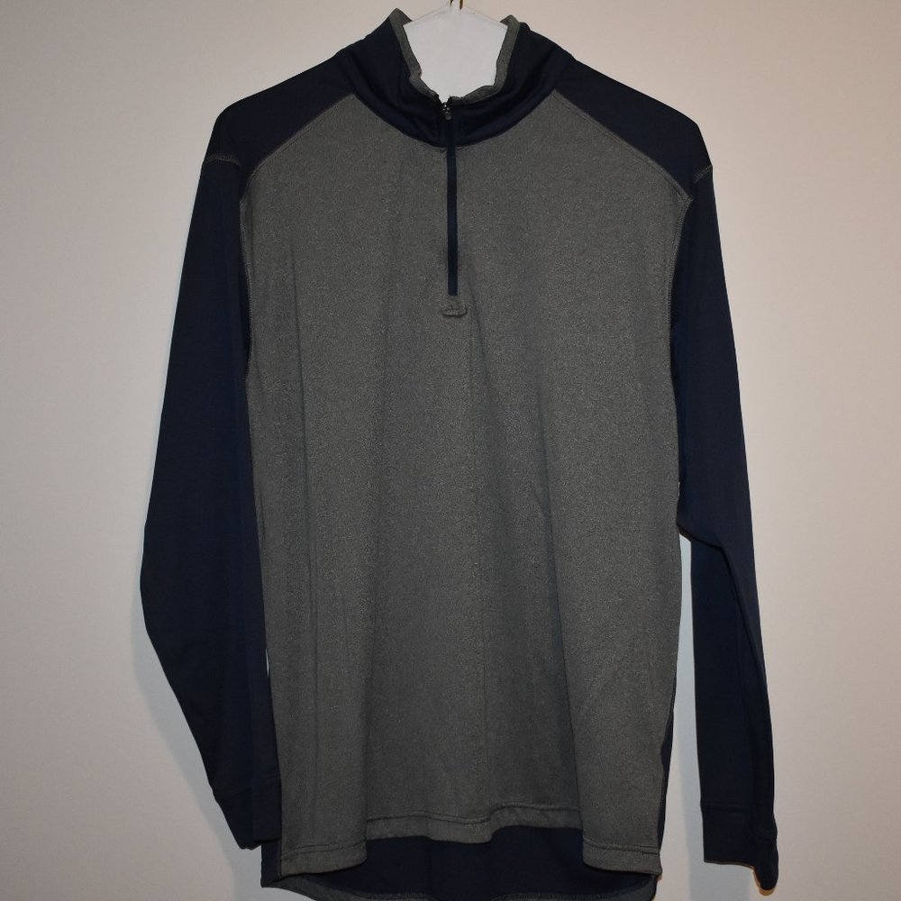 Men's Gray/Navy Quarter Zip Pullover